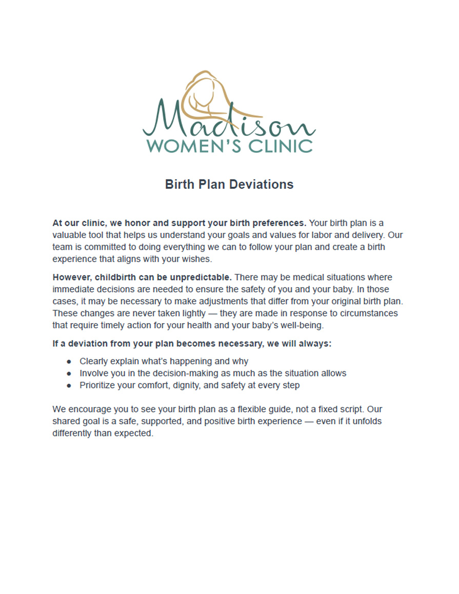Birth Plan Deviations